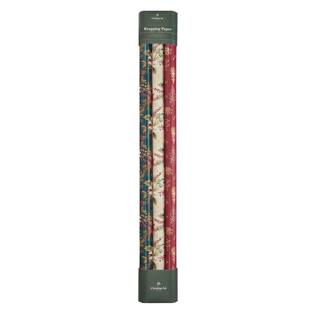 Christmas Wrapping Paper (3 roll set): Adore Him, Poinsettia