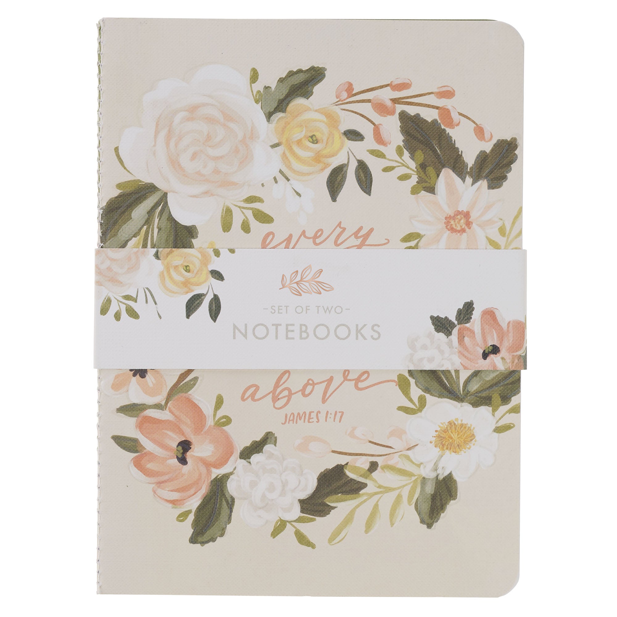 Notebook, Medium (Set of 2): Every Good & Perfect Gift & Rejoice in Hope, Floral