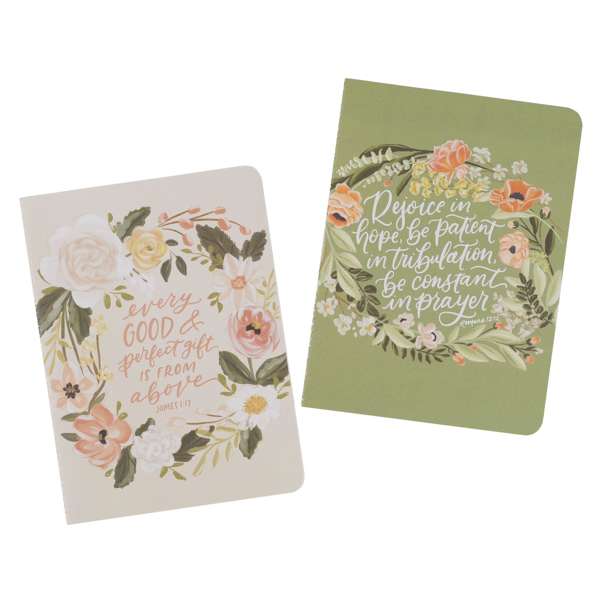 Notebook, Medium (Set of 2): Every Good & Perfect Gift & Rejoice in Hope, Floral