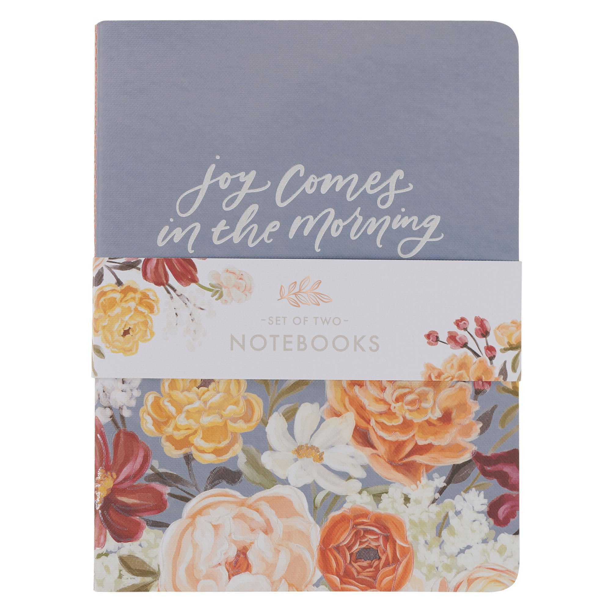 Notebook, Medium (Set of 2): Joy Comes in the Morning & My Grace is Sufficient, Floral