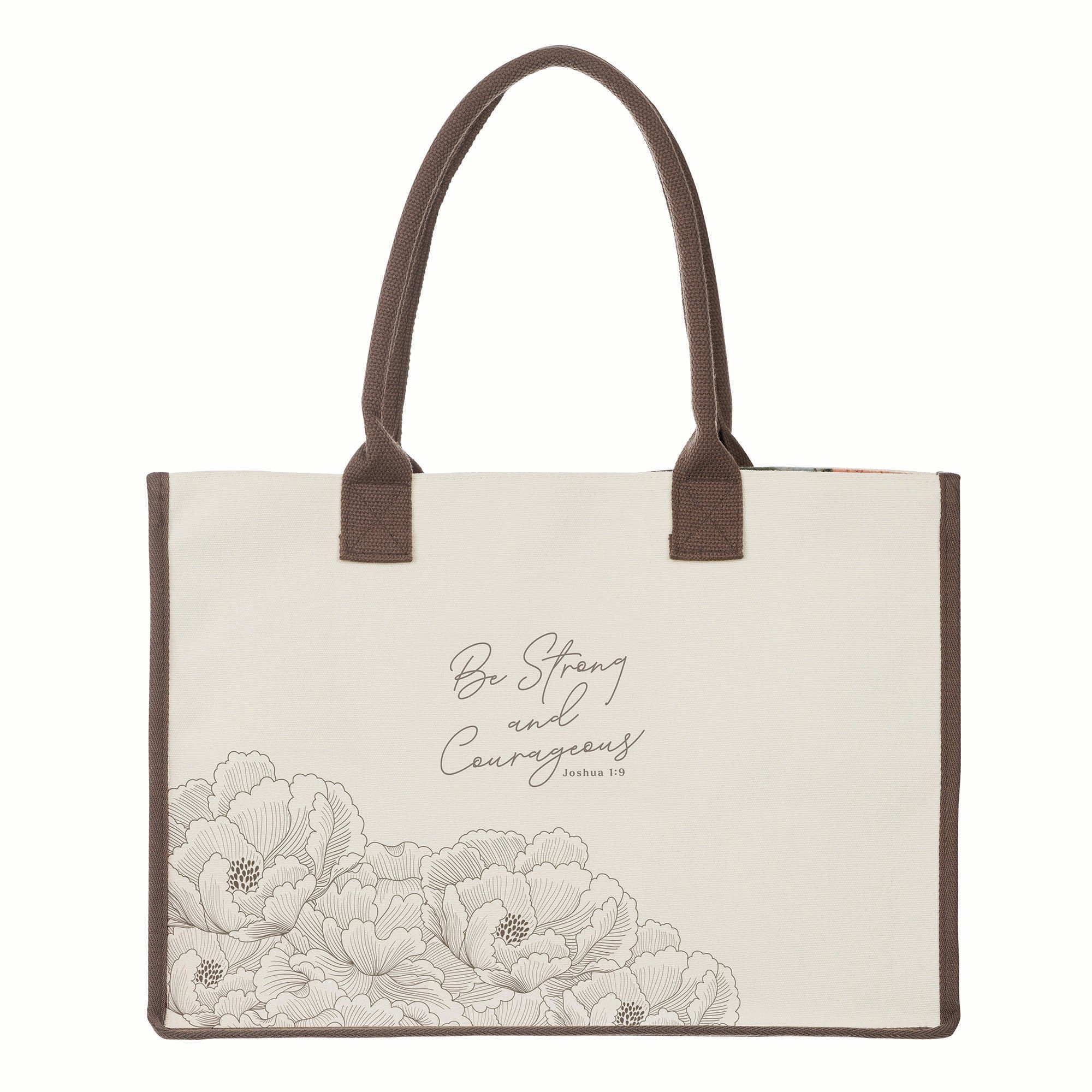 Canvas Tote Bag: Strong & Courageous Josh. 1:9, Cream