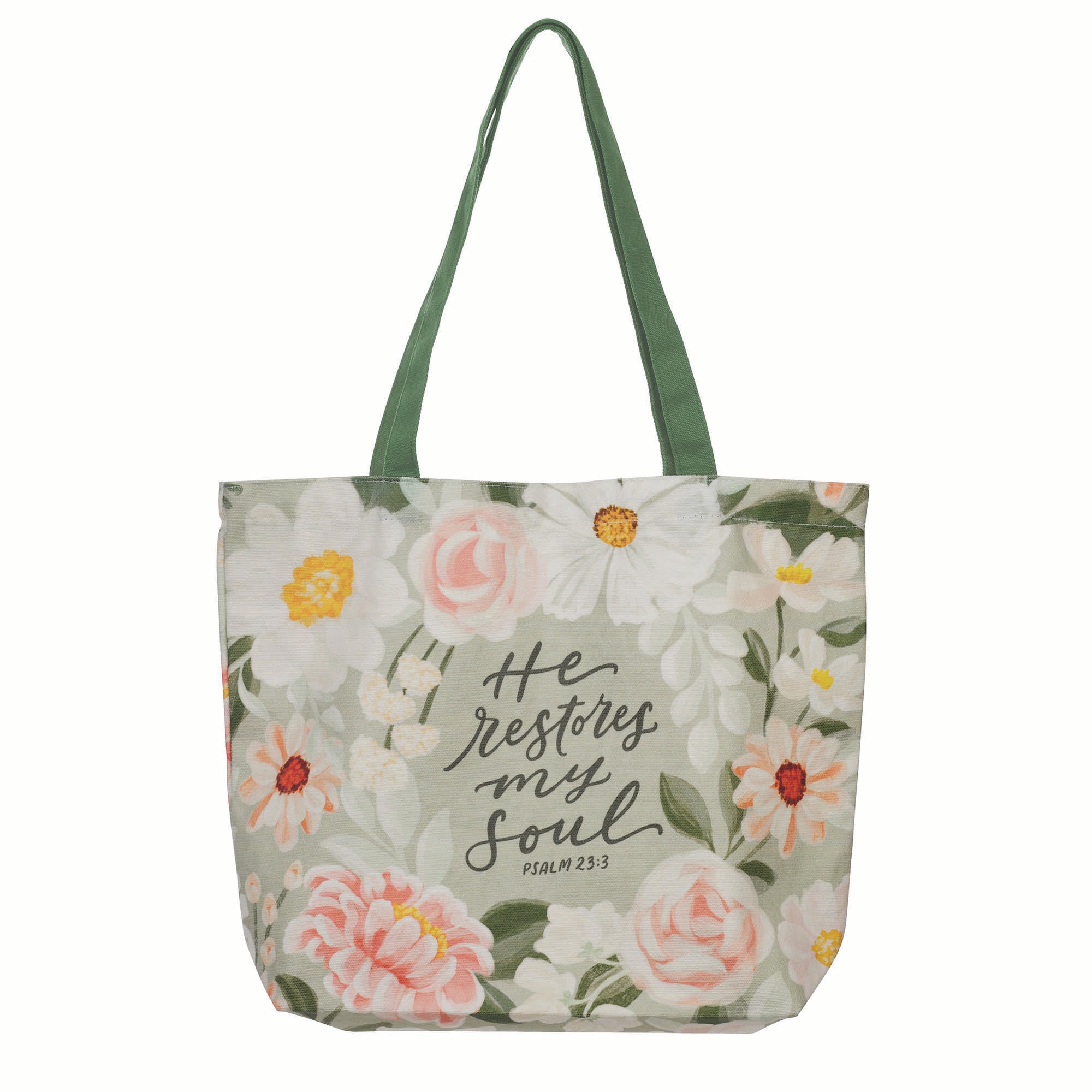 Canvas Tote Bag: He Restores My Soul Ps. 23:3