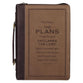 Bible Cover Large: Classic Brown Two-tone I Know the Plans Jer. 29:11