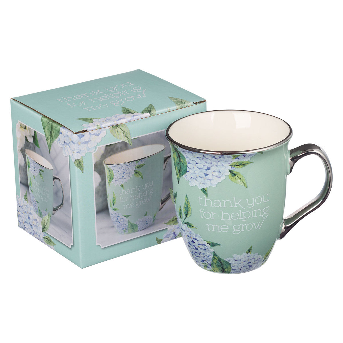 Ceramic Mug, 473ml: Thank You For Helping Me Grow (Hydrangea Series)
