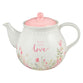 Ceramic Teapot: Faith Hope Love Pink Petite Floral