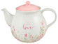 Ceramic Teapot: Faith Hope Love Pink Petite Floral