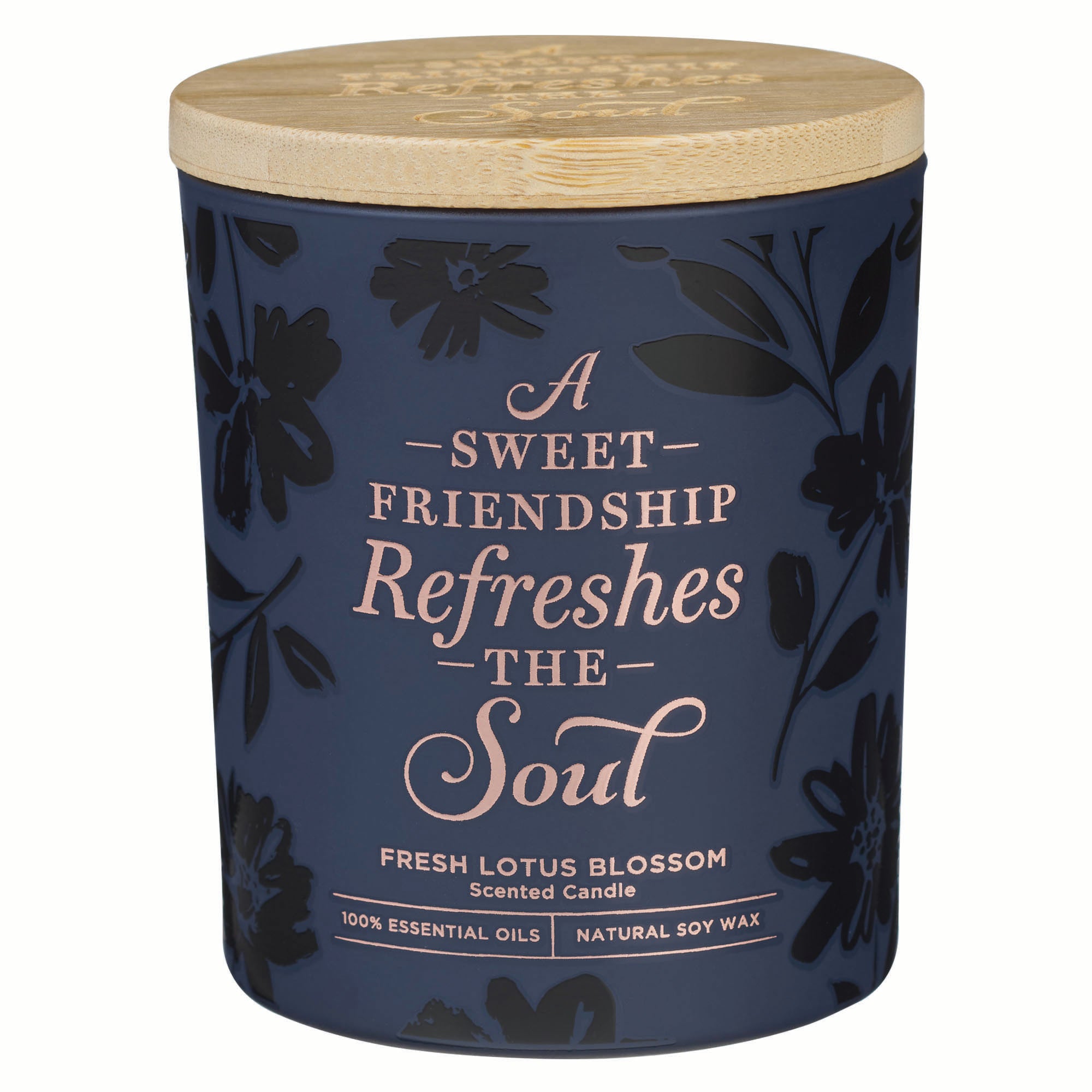 Glass Candle with Bamboo Lid: Navy Sweet Friendship