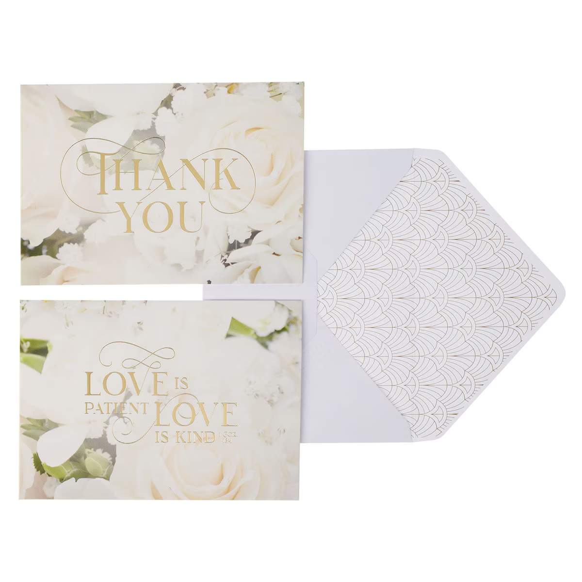 Boxed Cards: Thank You, 20 cards/envelopes, White Roses (Ivory Love Collection)