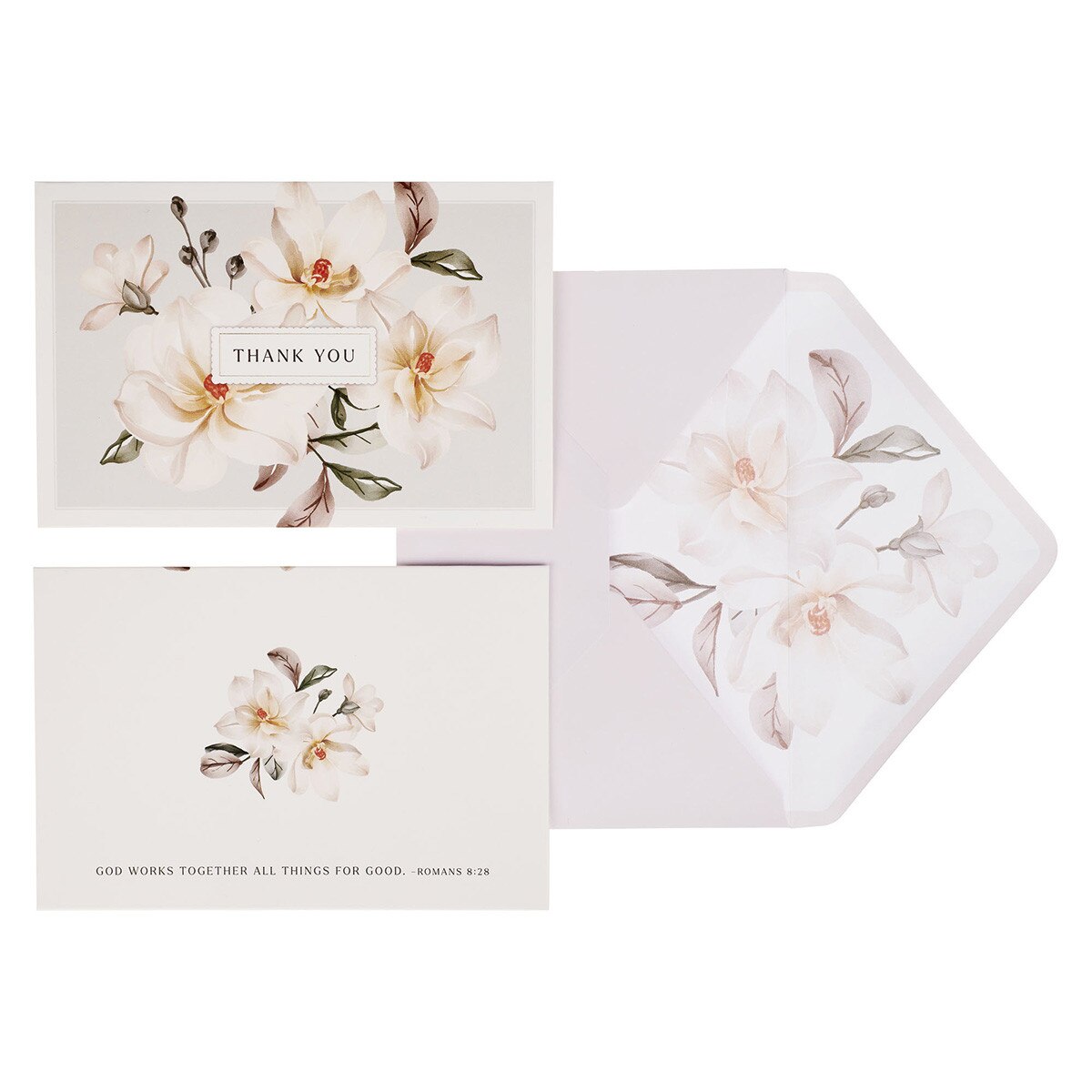 Boxed Cards: Thank You, 12 cards/envelopes (White Magnolia Collection)