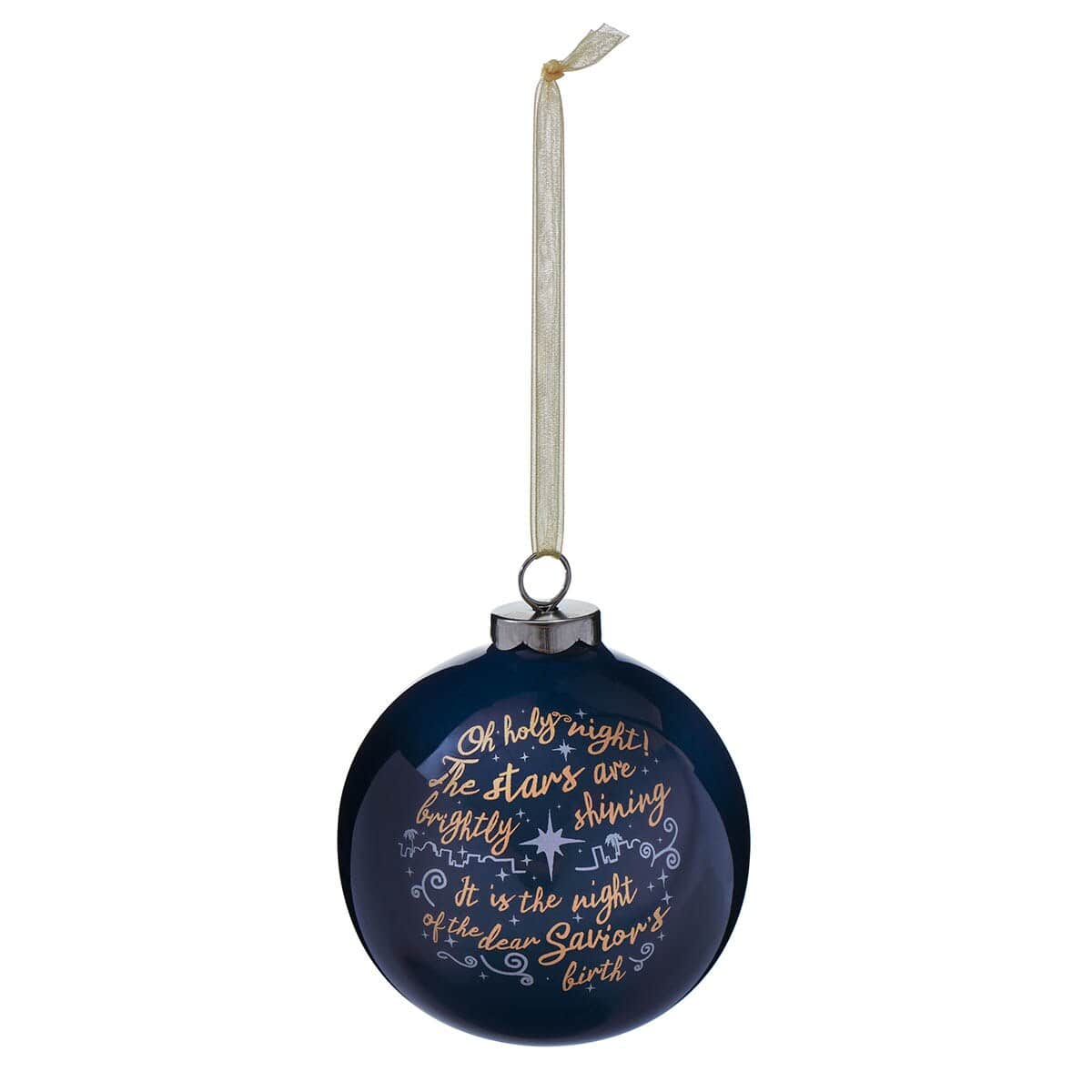 Christmas Bauble Ornament: The Merry and Bright, Blue, Ceramic 