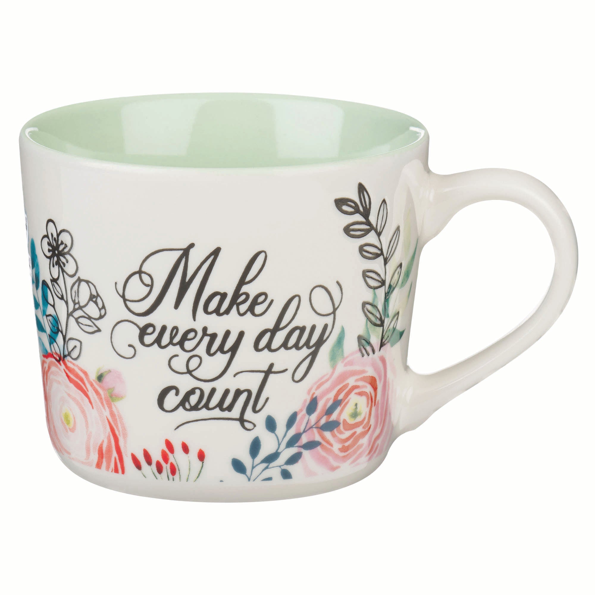 Ceramic Mug: Navy Floral Make Every Day Count