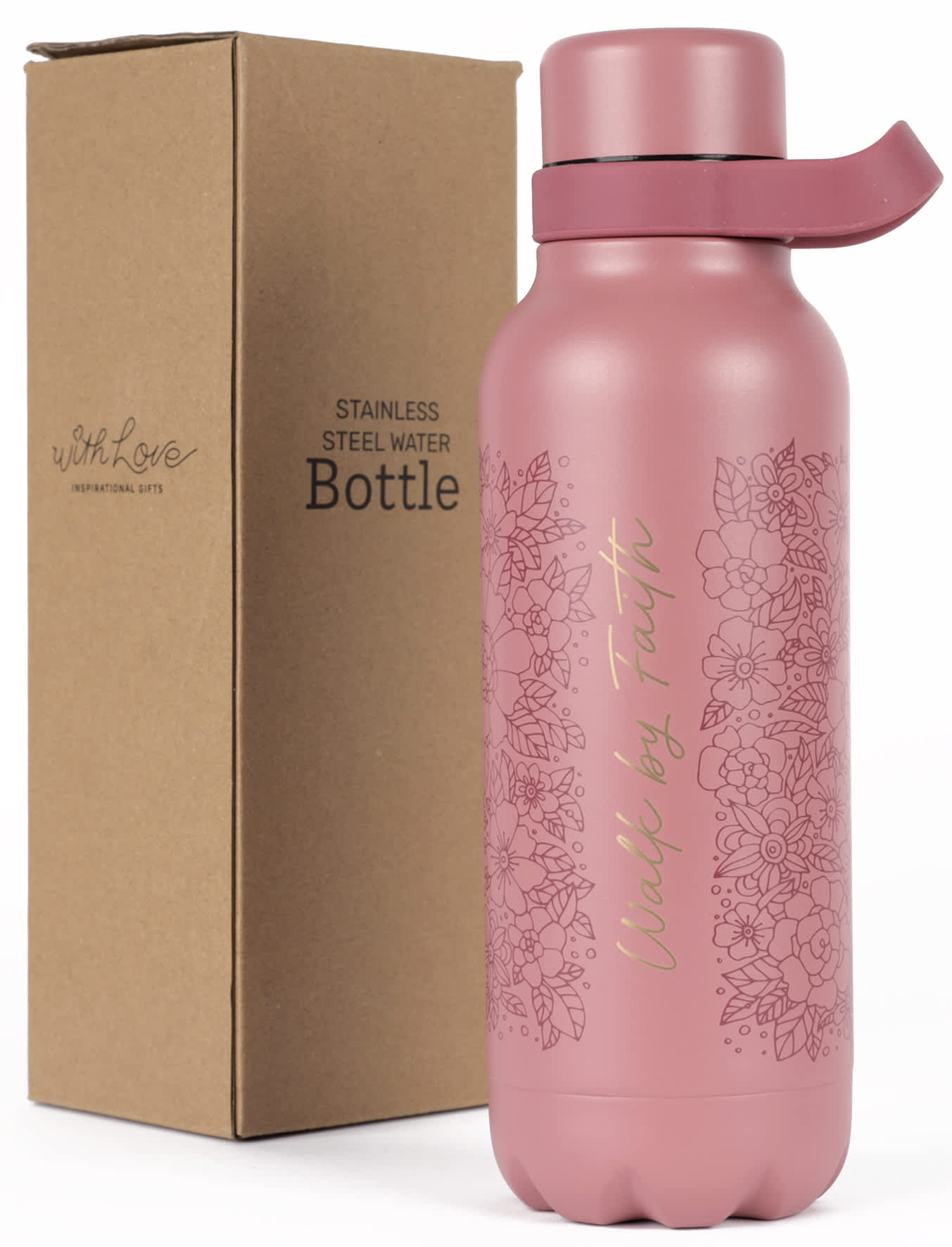 Water Bottle, Stainless Steel: Pink Walk by Faith