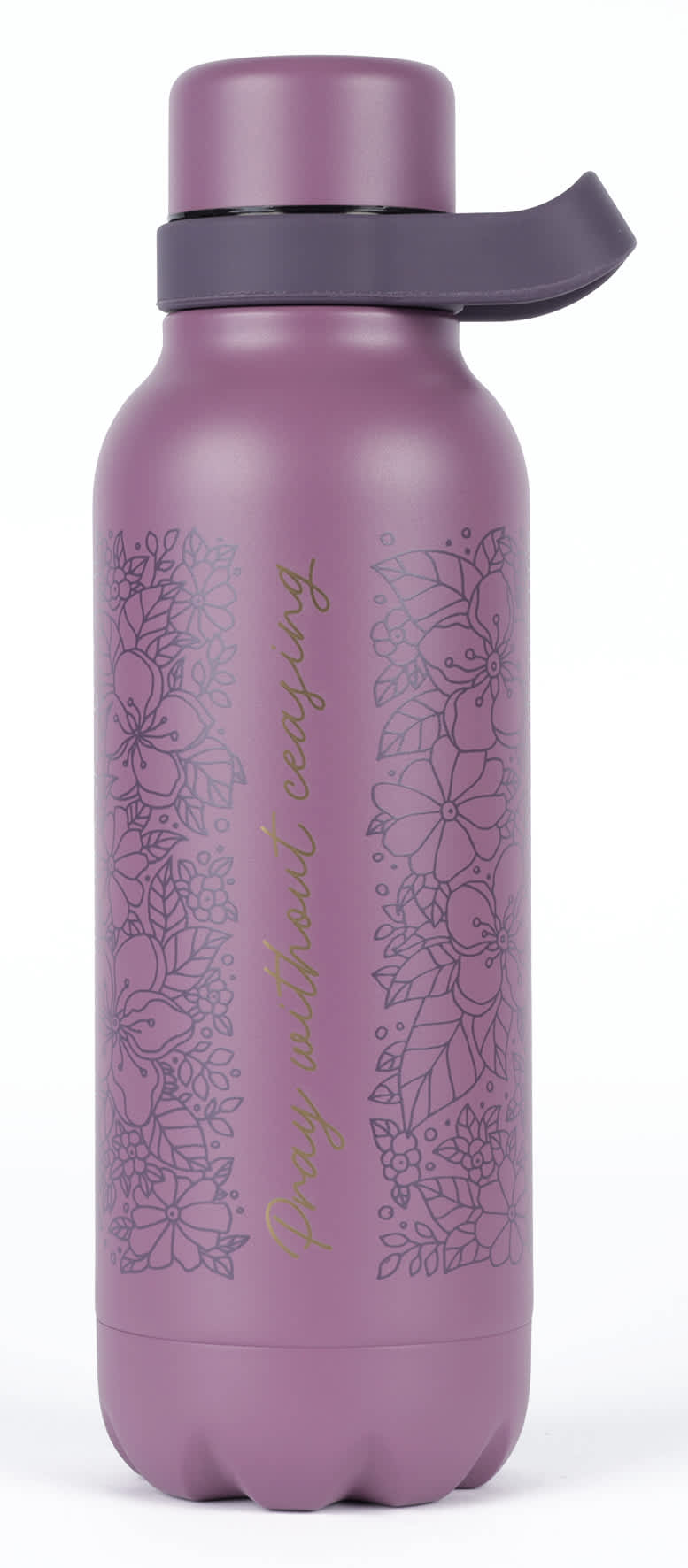 Water Bottle, Stainless Steel: Purple Pray Without Ceasing