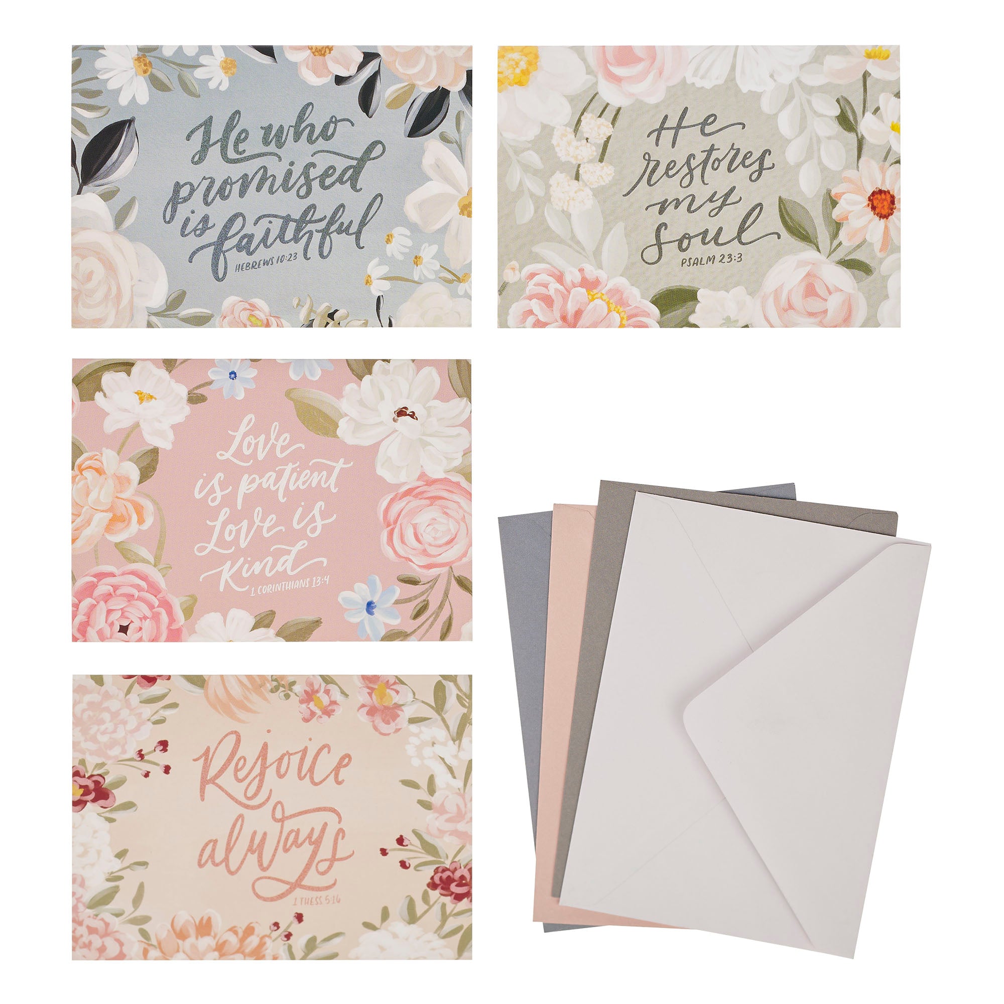 Boxed Note Cards: Rejoice Always, 20 Cards, 5 each of 4 designs and envelopes