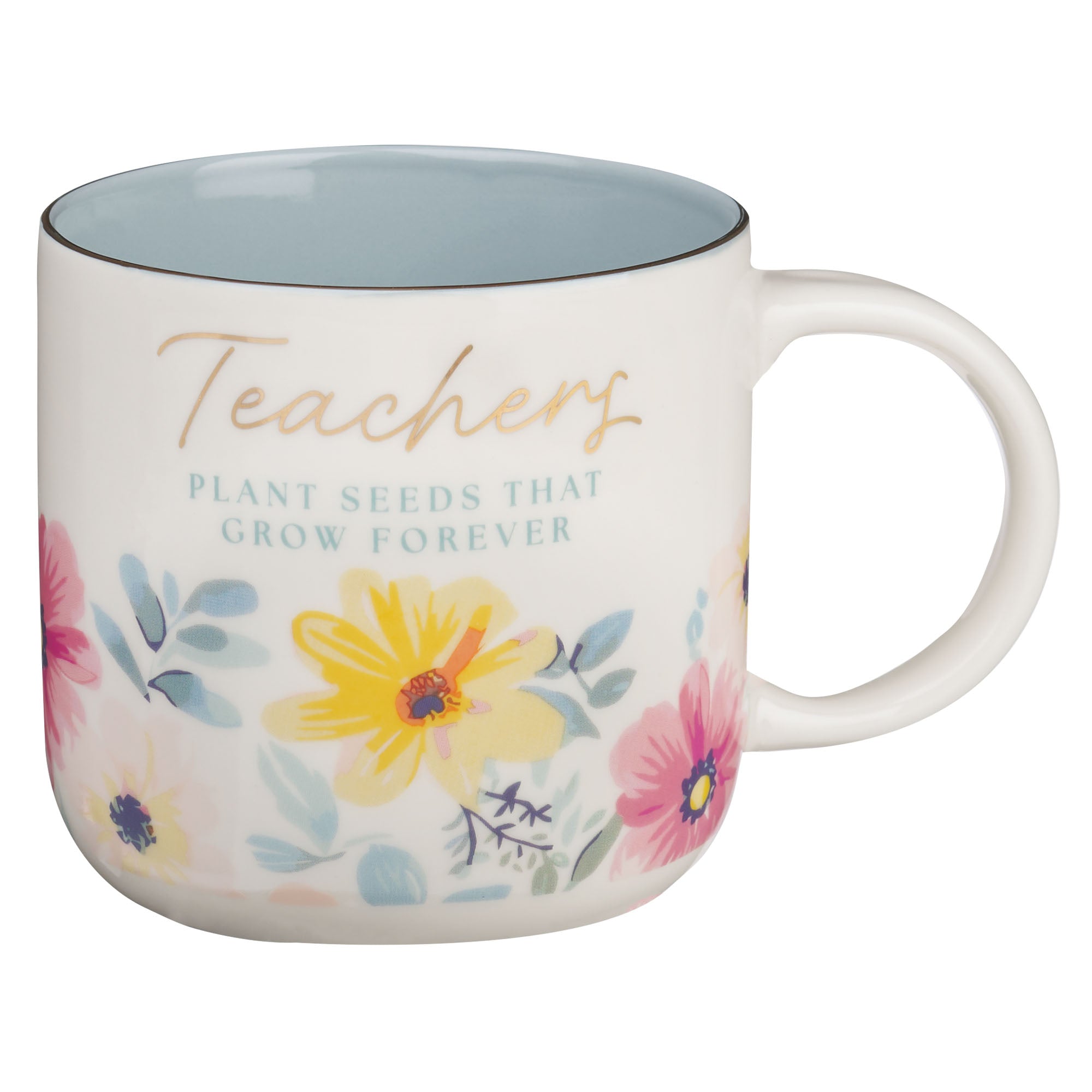 Ceramic Mug (414ml): White/Blue inside (Teacher Coral Garden Collection)