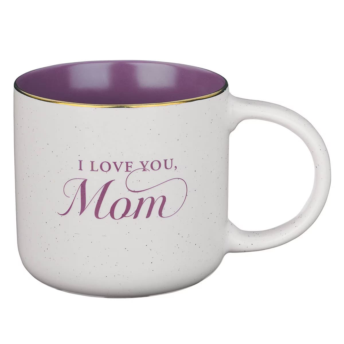 Ceramic Mug: White Purple I Love You Mom