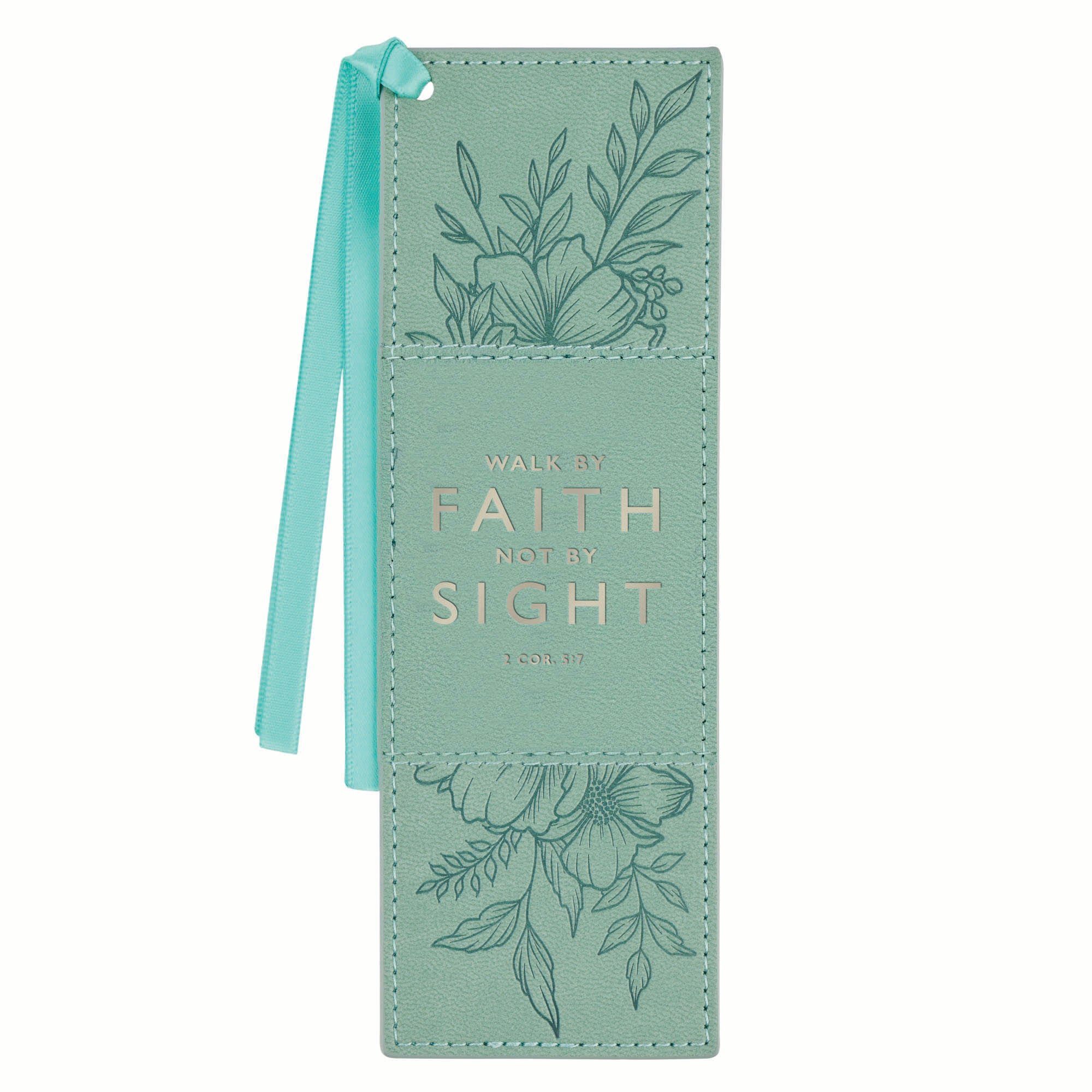 Bookmark Faux Leather: Teal Faith 2 Cor. 5:7