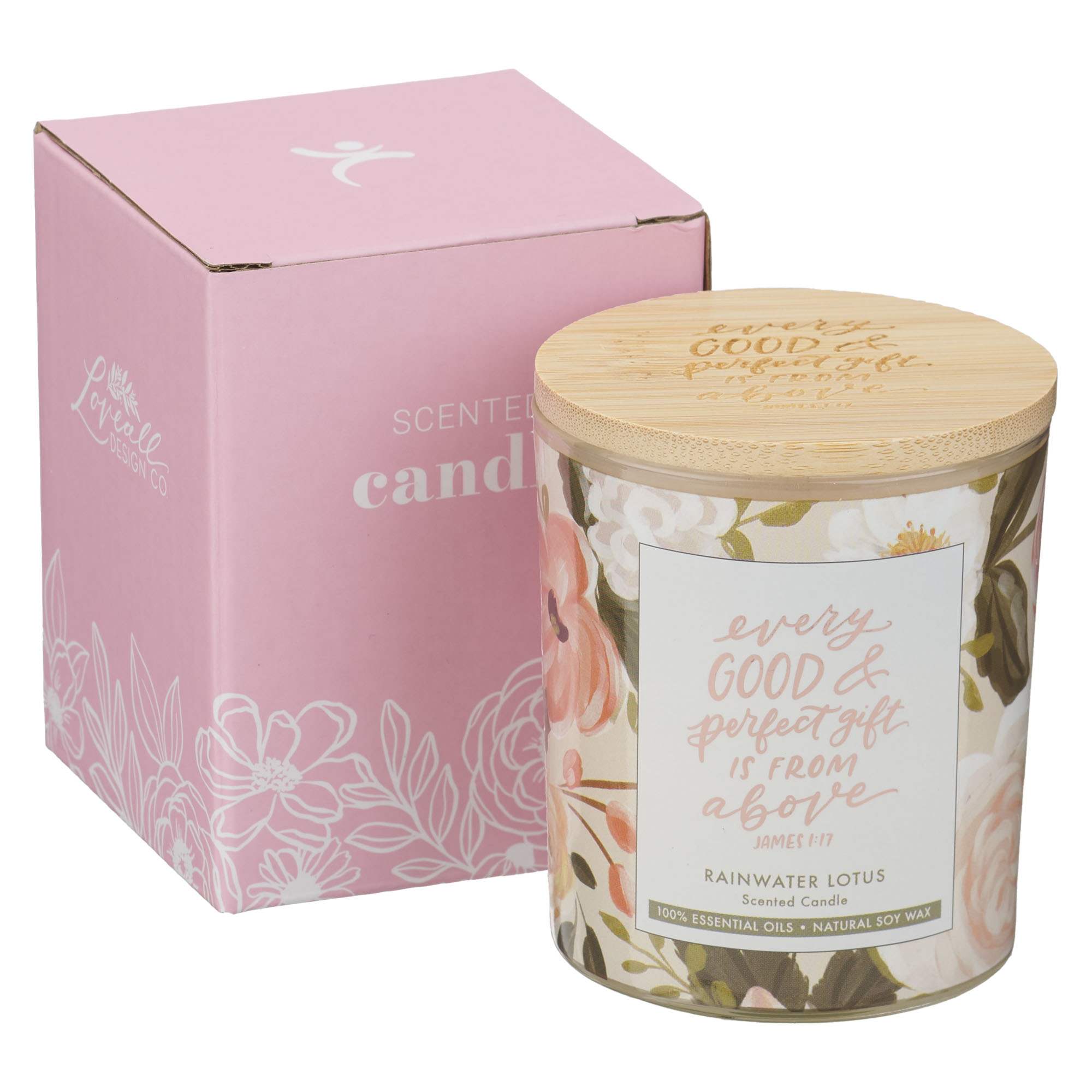 Glass Candle with Bamboo Lid: Floral Every Good & Perfect Gift James 117