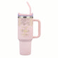 Tumbler with straw, Stainless Steel: Pink With God Matt. 19:26