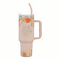 Tumbler with straw Orange, Stainless Steel: Consider How The Wildflowers Grow Luke 12:27