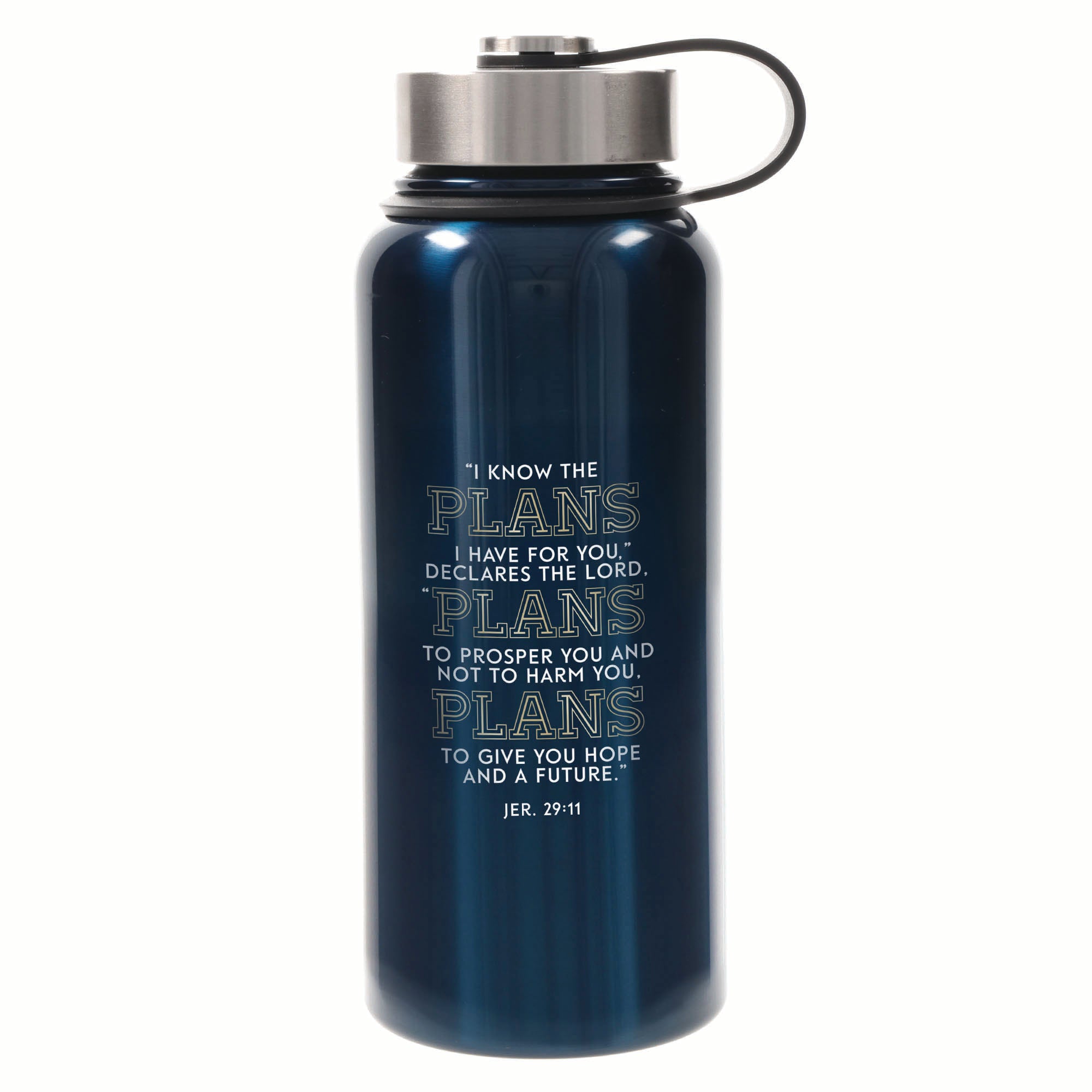 Water Bottle, Stainless Steel: Blue Grad Plans Jer. 29:11