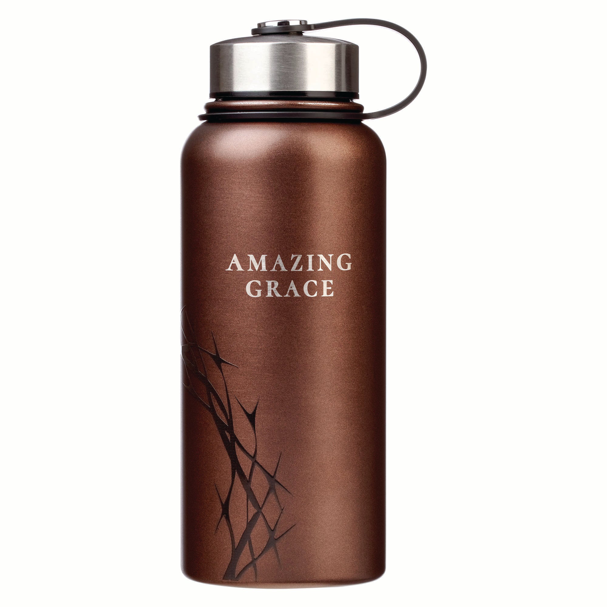 Water Bottle, Stainless Steel: Brown Crown of Thorns/Amazing Grace Isa. 53:5