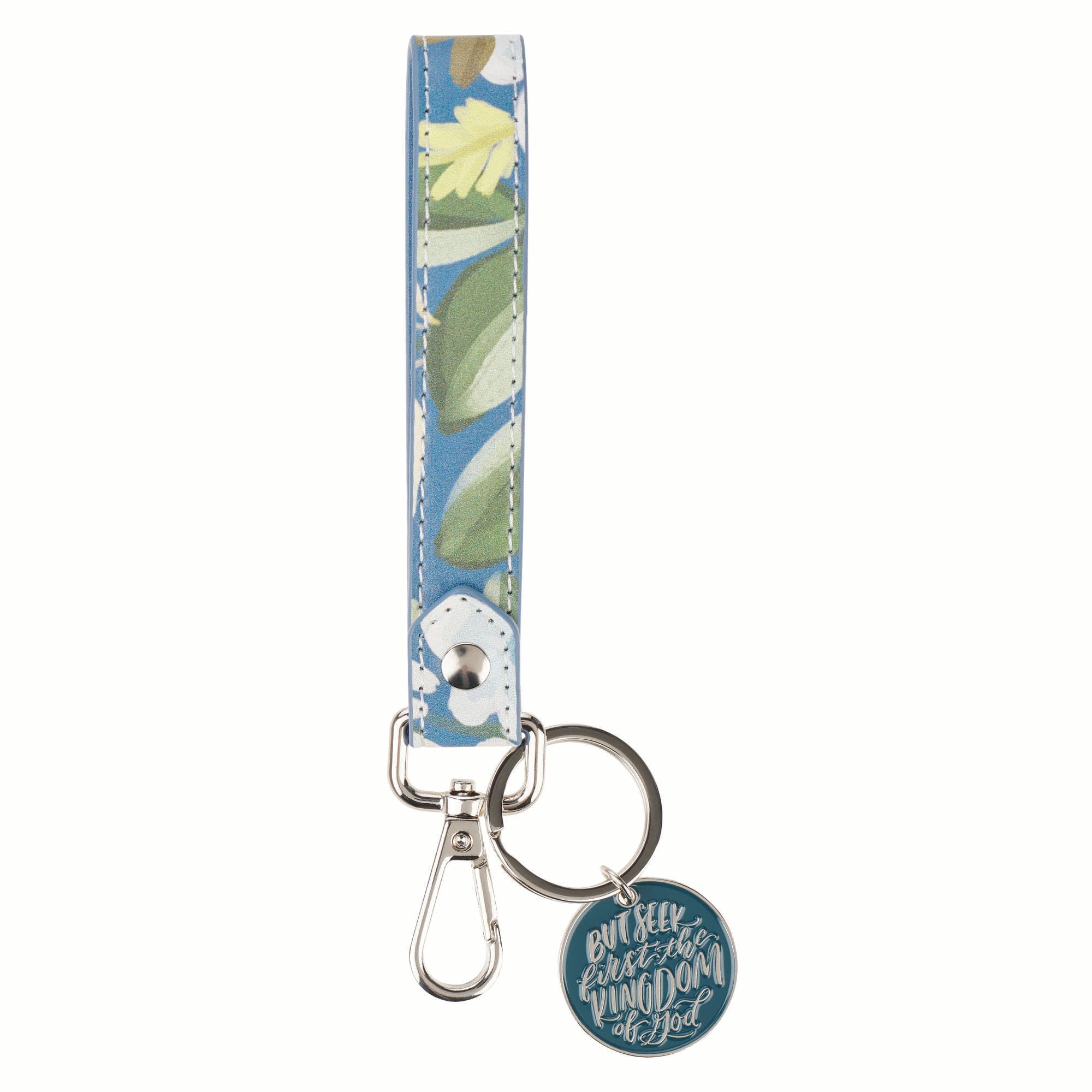 Faux Leather Wrist Strap with Metal Keyring: Seek First the Kingdom of God Matt. 6:33