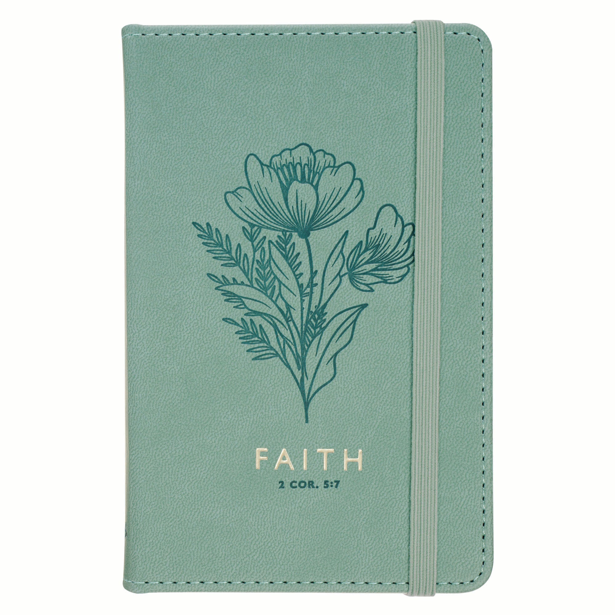 Notebook with Elastic Closure: Faith 2 Cor. 5:7, Green