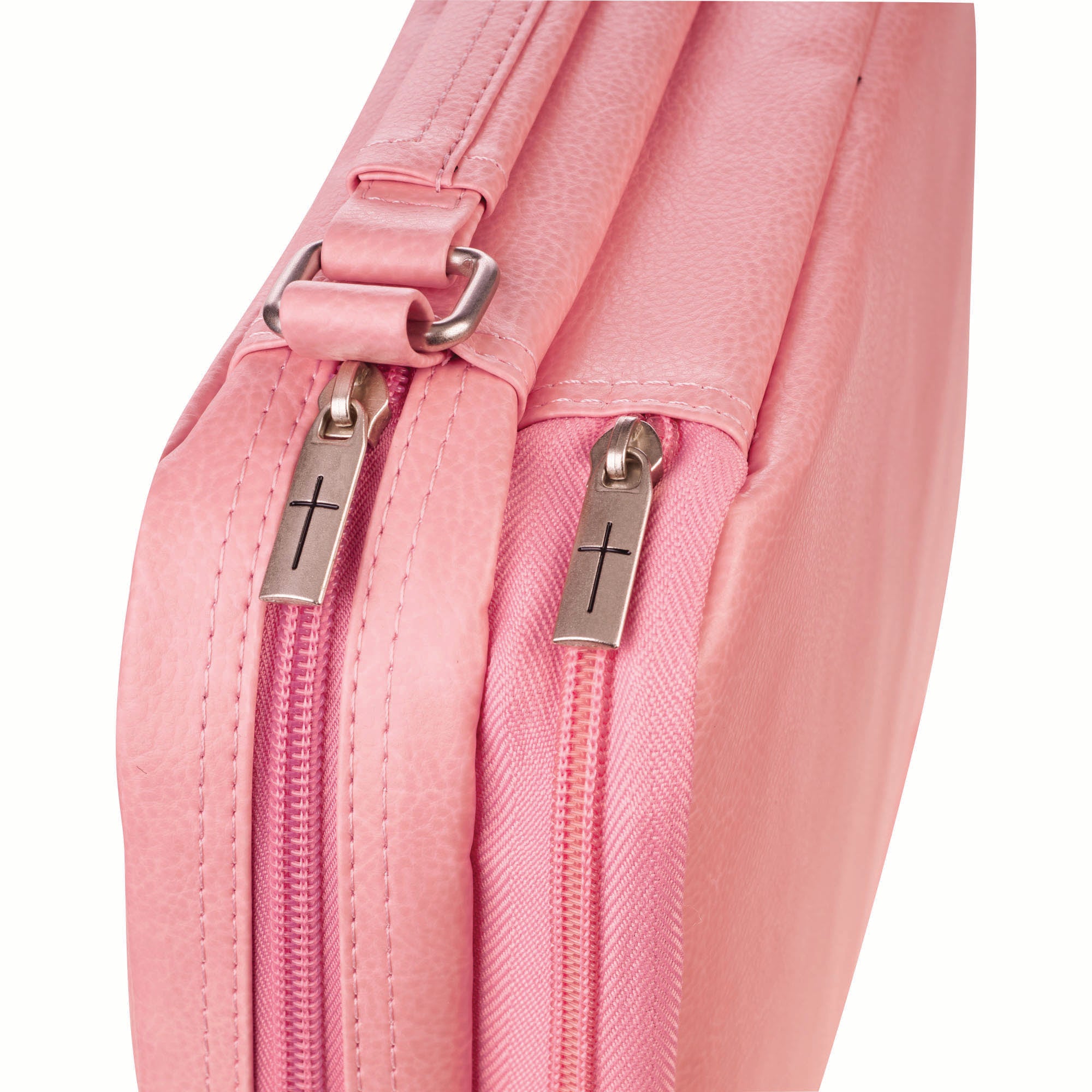 Bible Cover Medium: Organizer Two-fold Light Pink w/Ichthus Badge