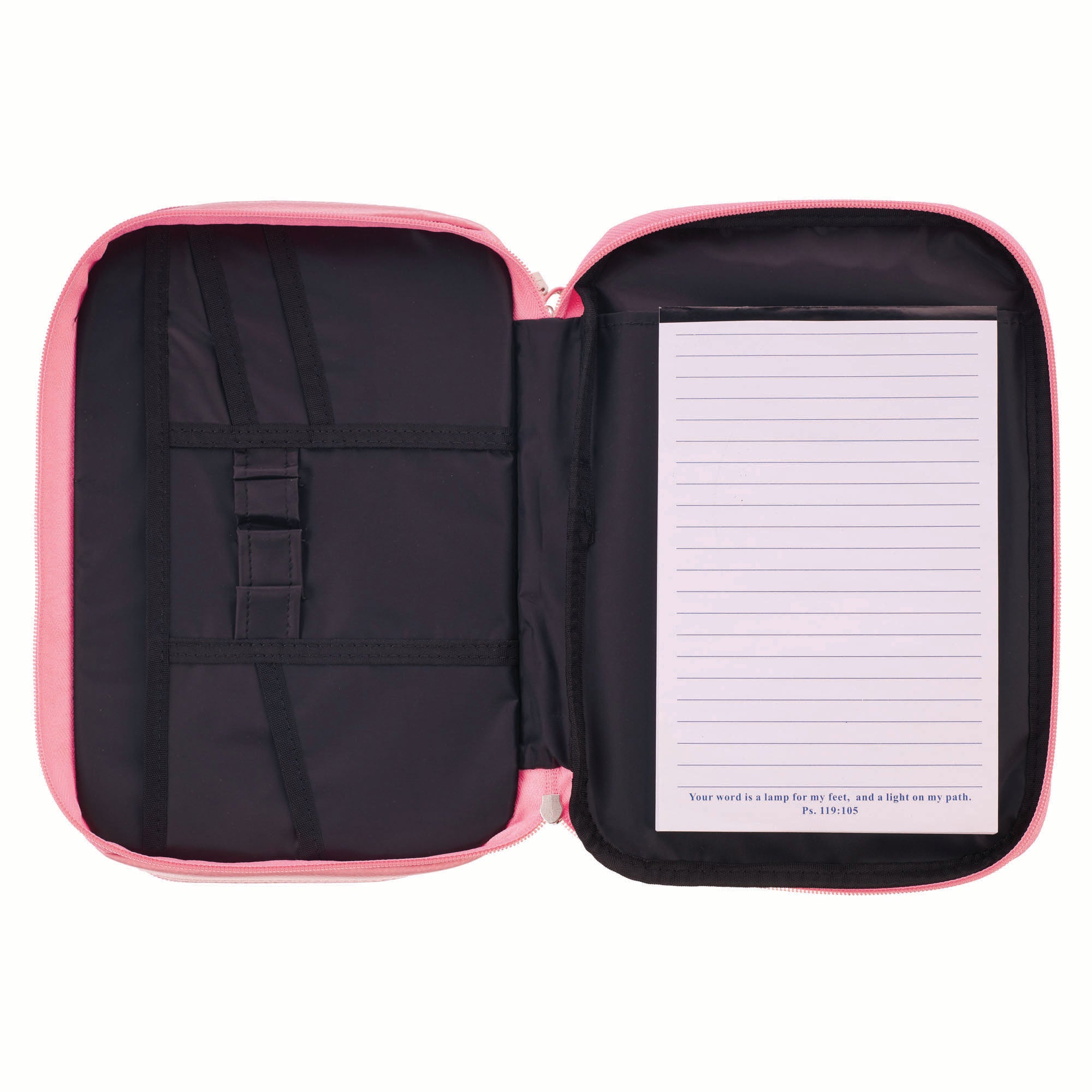 Bible Cover Medium: Organizer Two-fold Light Pink w/Ichthus Badge