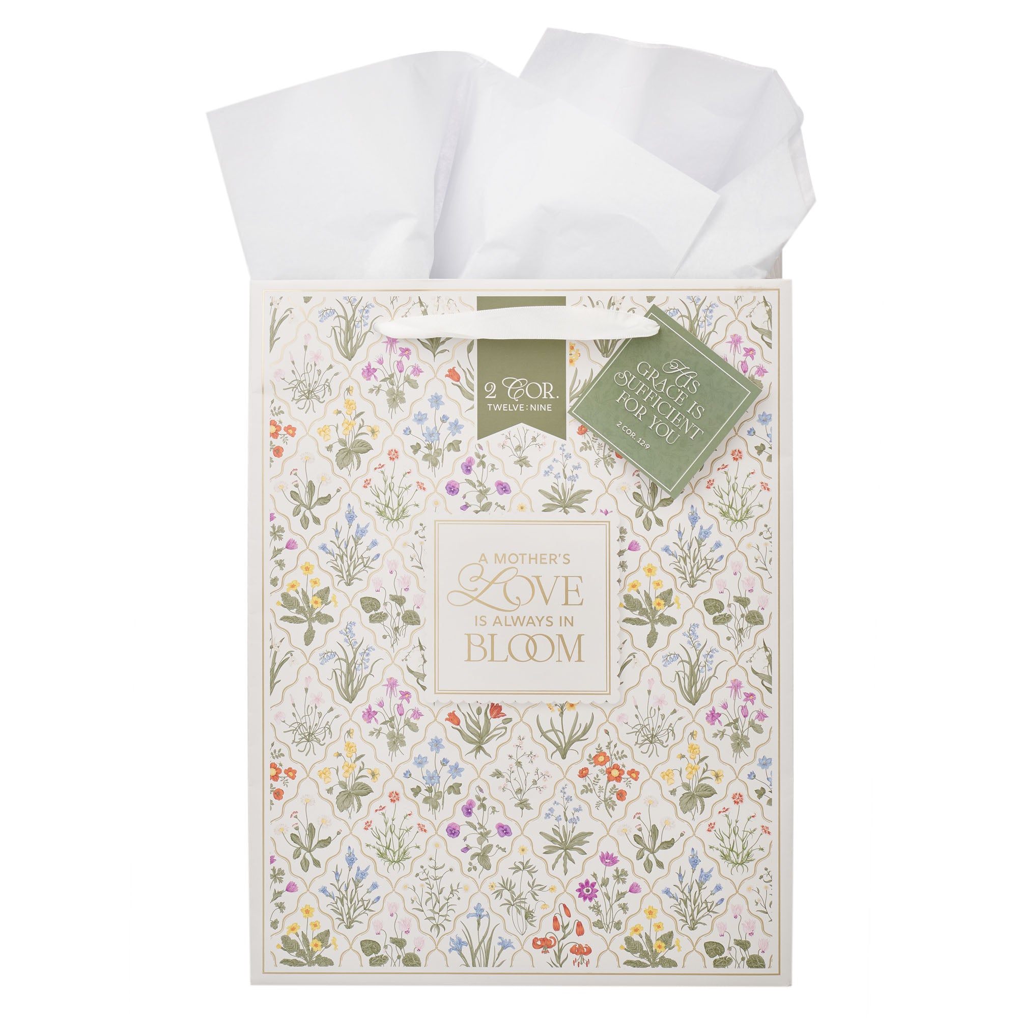 Gift Bag, Large Portrait (Grace Taupe Wildflower Collection)