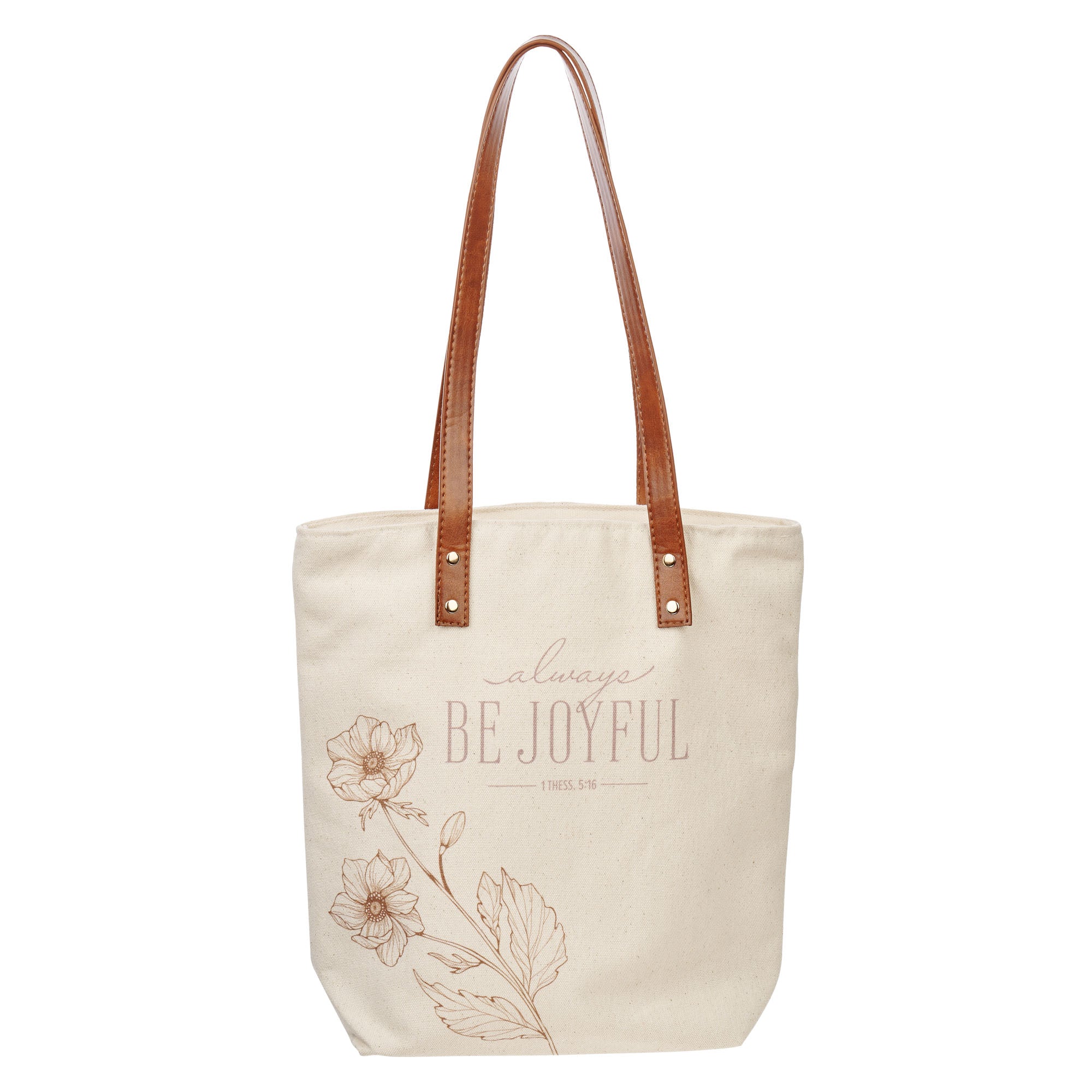 Canvas Tote Bag: Always Be Joyful (Joyful Dusty Mauve Pressed Flower Collection)