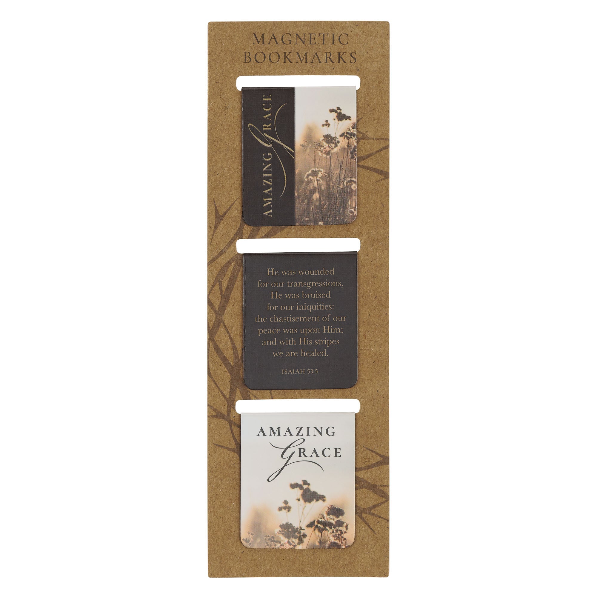 Die-cut Magnetic Bookmark Set (Amazing Grace Taupe Crown of Thorns Collection)
