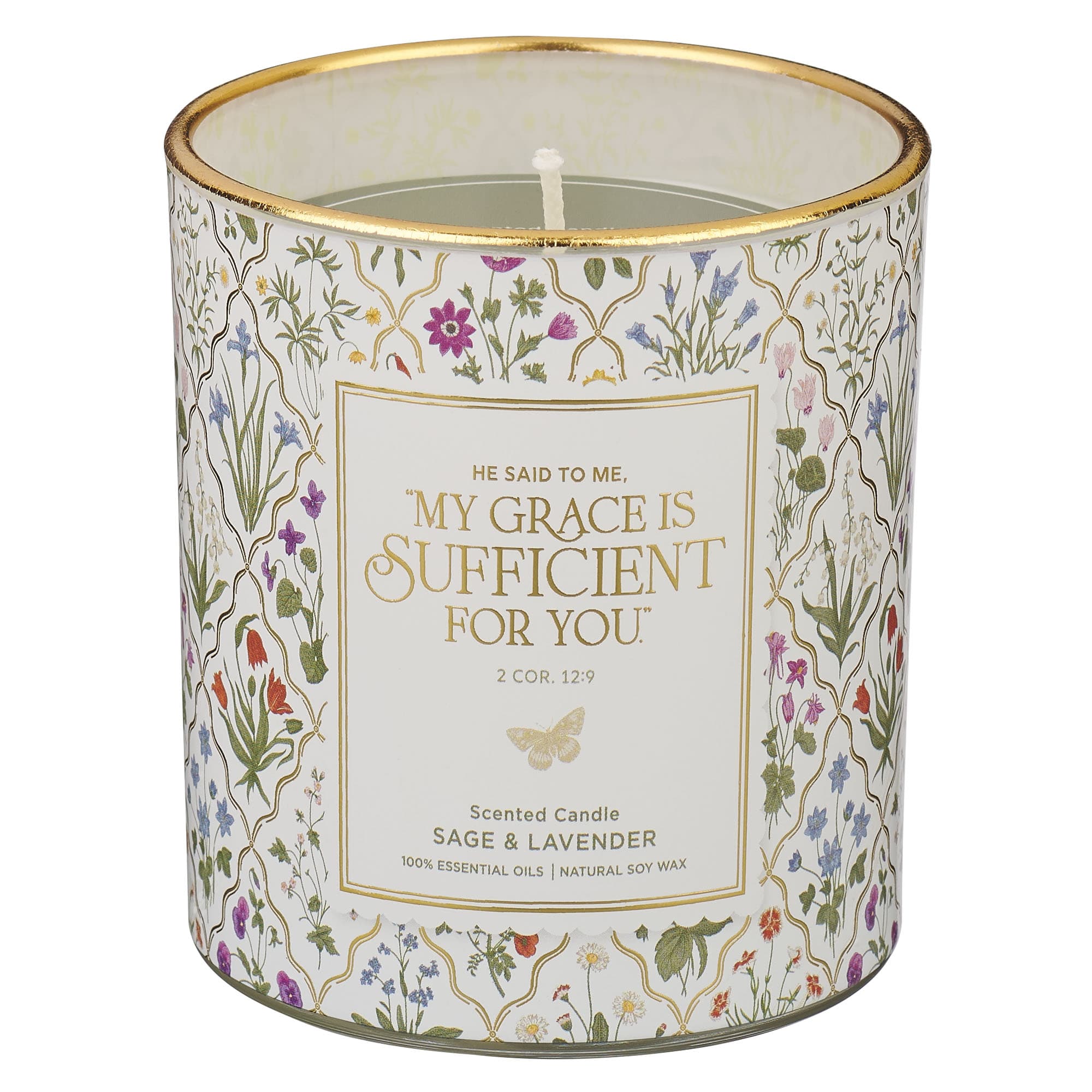 Glass Candle: My Grace Is Sufficient 2 Cor. 12:9