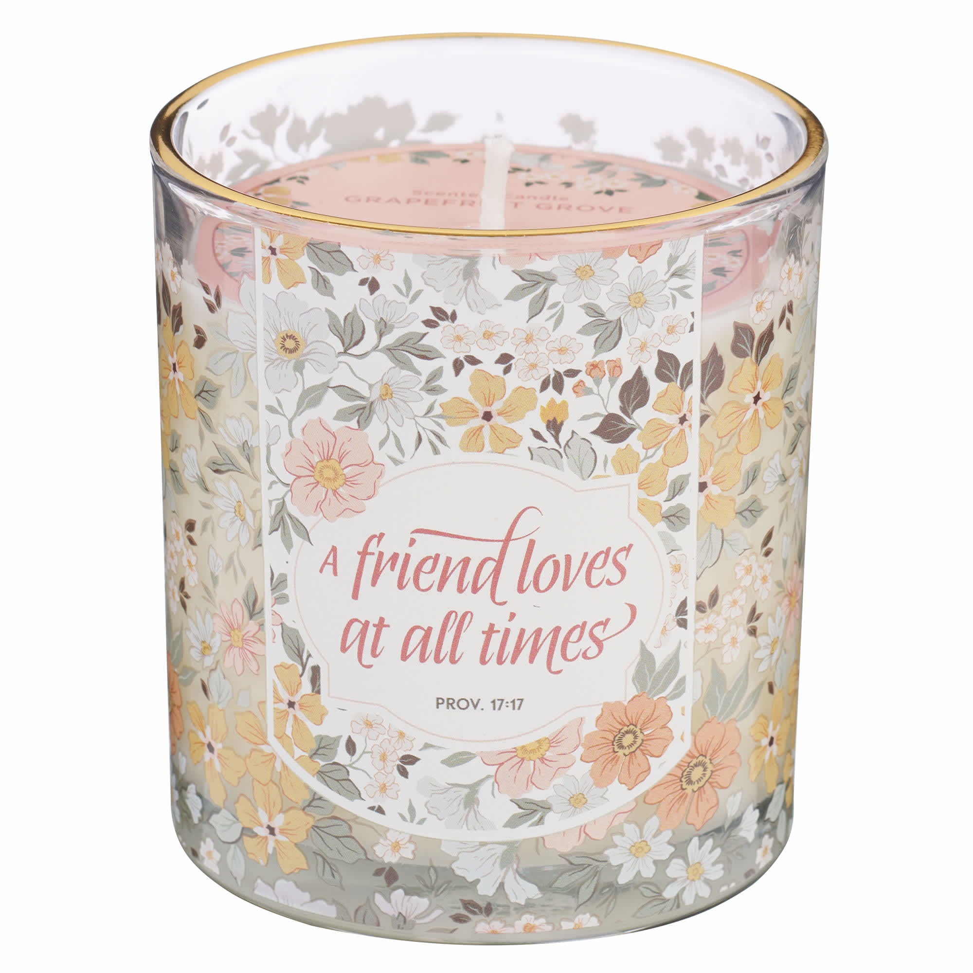 Glass Candle: A Friend Loves At All Times Prov. 17:17