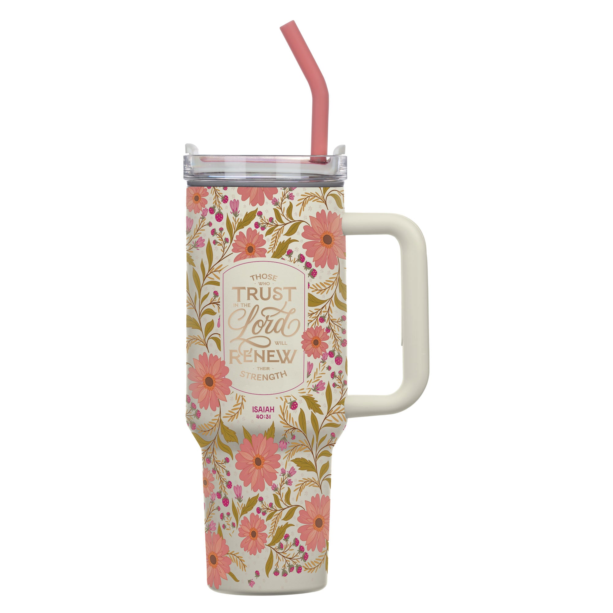 Travel Tumbler with Straw, Stainless Steel, 1183ml (Trust Coral Cascade Collection)