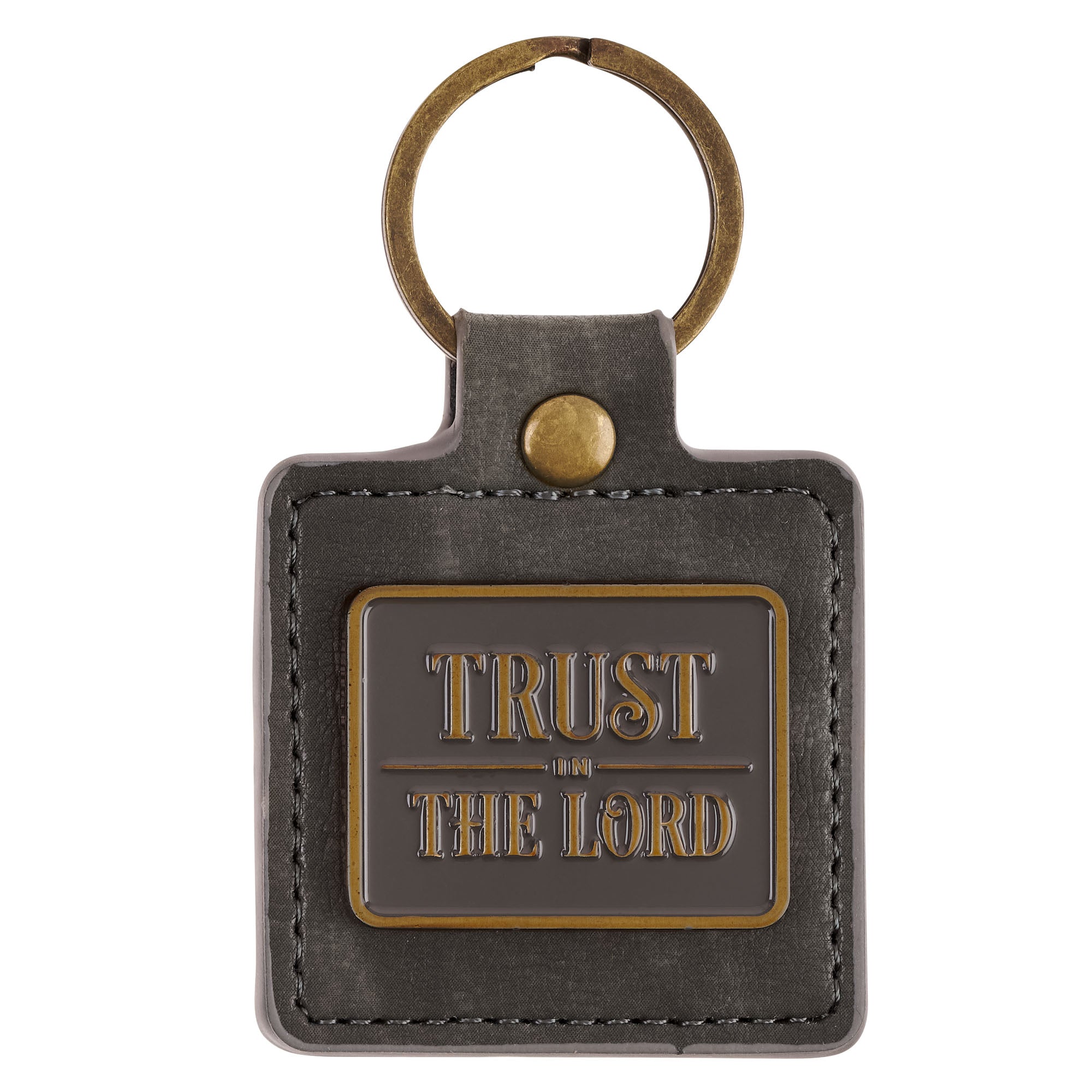 Keyring, Faux Leather Metal Badge: Trust in the Lord