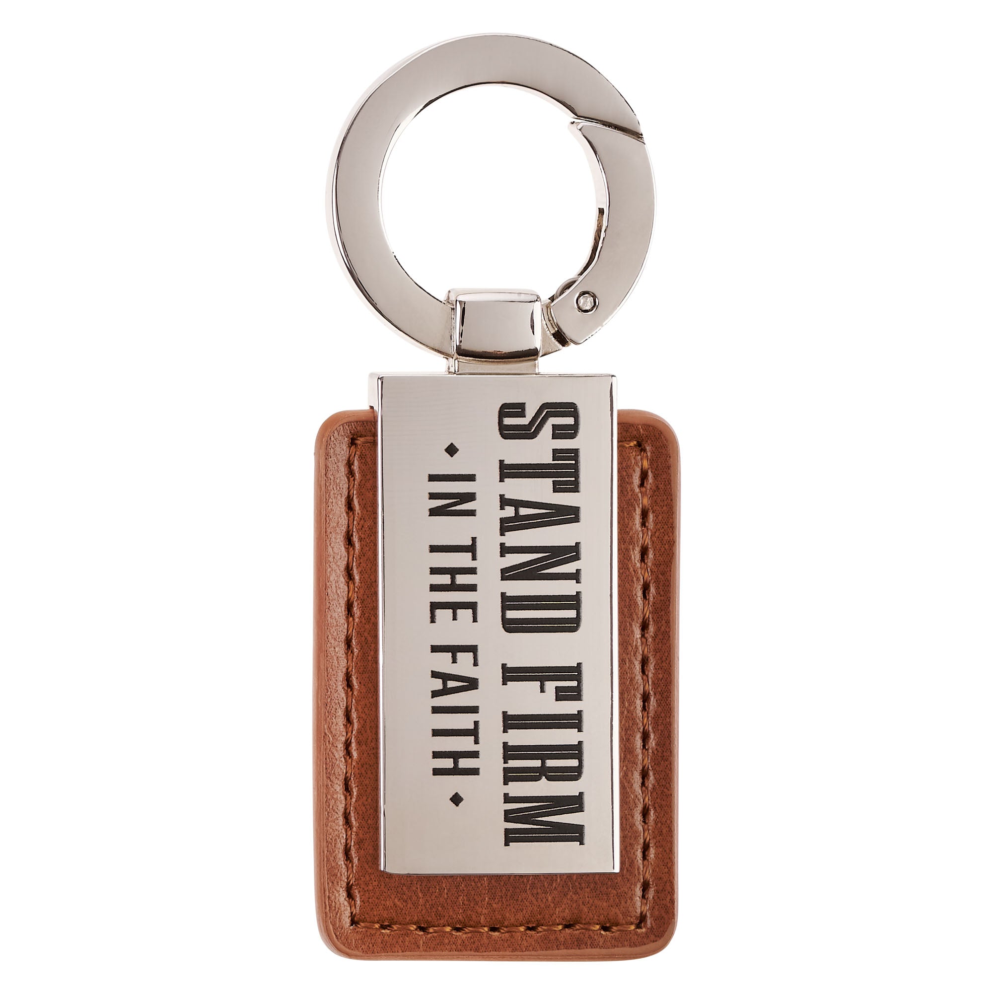 Keyring: Stand Firm in the Faith, Silver/Brown (Stand Firm Righteous Man Collection)