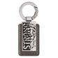 Keyring, Faux Leather Metal Badge: Strong