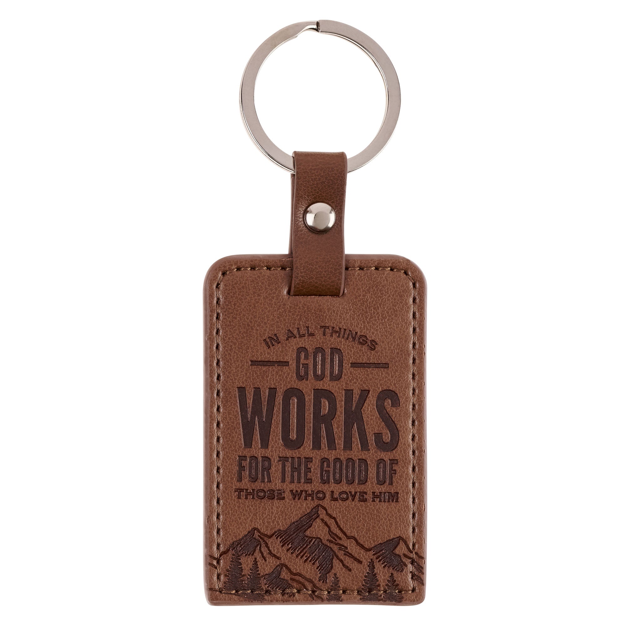 Keyring, Faux Leather: In all Things God Works for the Good