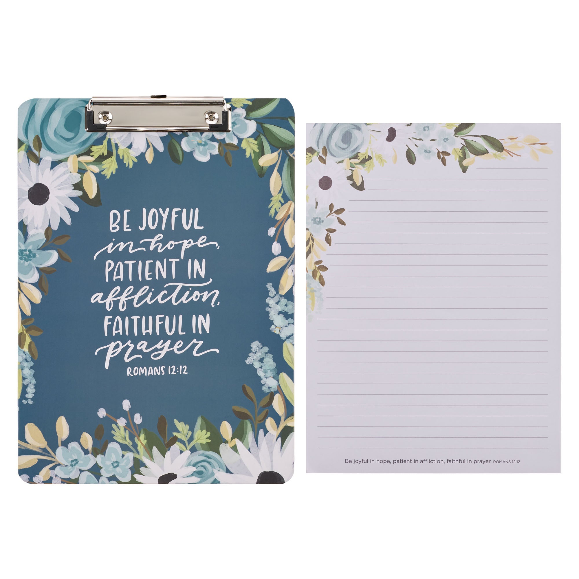 Clipboard with Writing Pad: Be Joyful in Hope, Floral, Romans 12:12