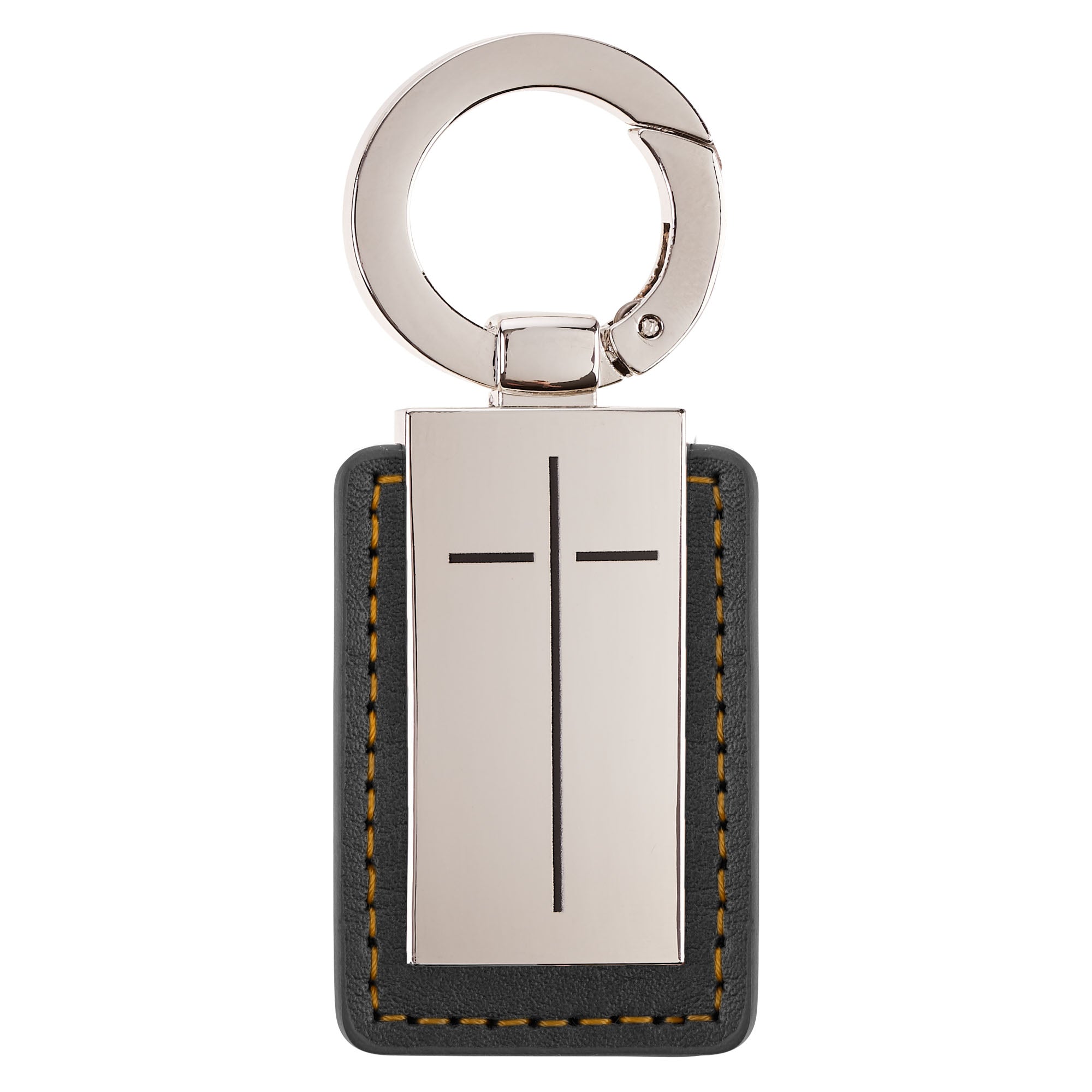 Keyring: Cross, Silver/Black (Man of God Brown Trailhead Collection)