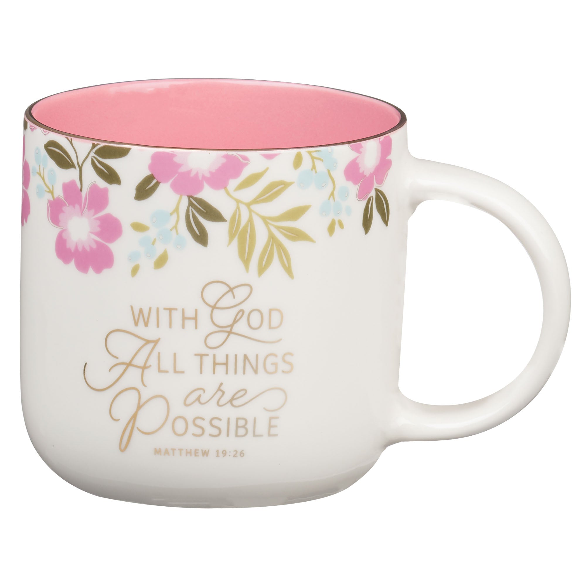 Ceramic Mug (414ml): White/Pink inside (Things are Possible Pink Poppy Collection)