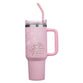 Travel Tumbler with Straw, Stainless Steel, 1183ml (Things are Possible Pink Poppy Collection)