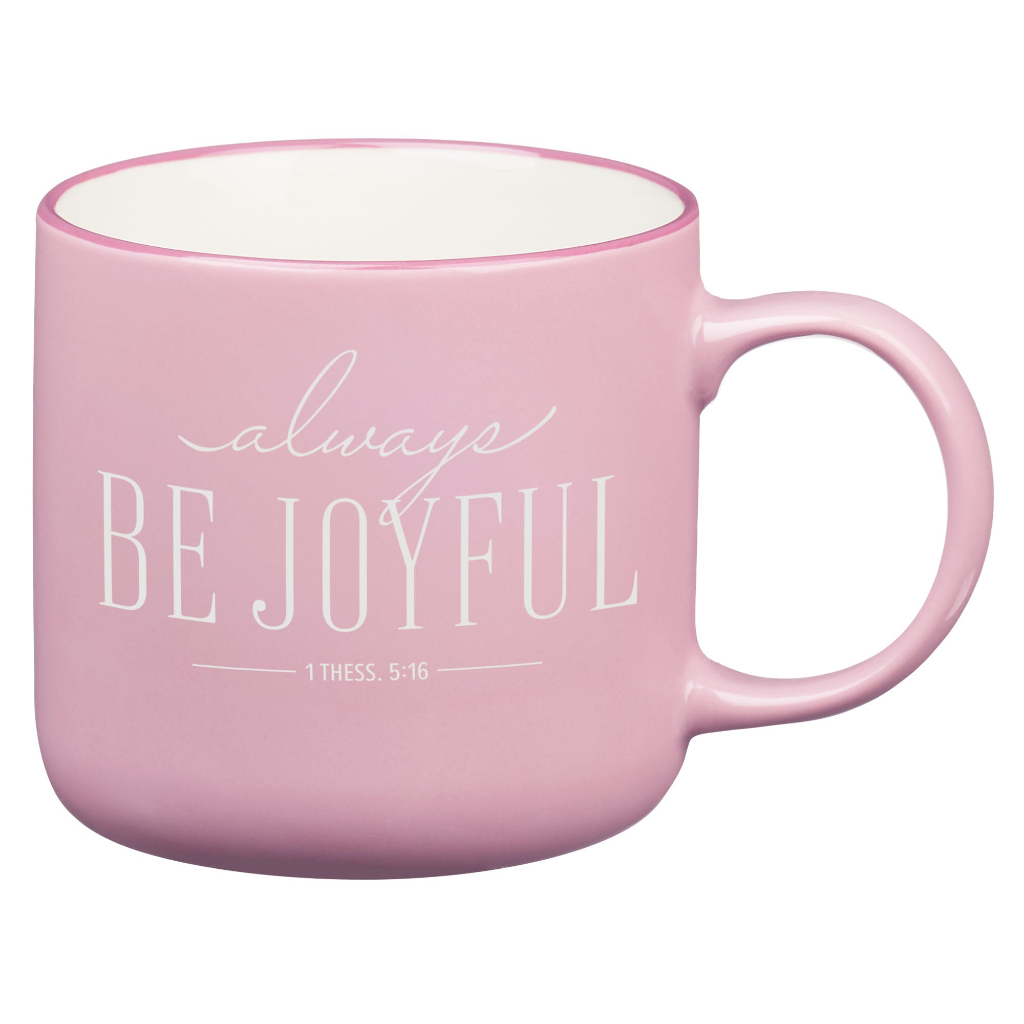 Ceramic Mug (414ml): Always Be Joyful, Mauve/White inside (Joyful Dusty Mauve Pressed Flower Collection)