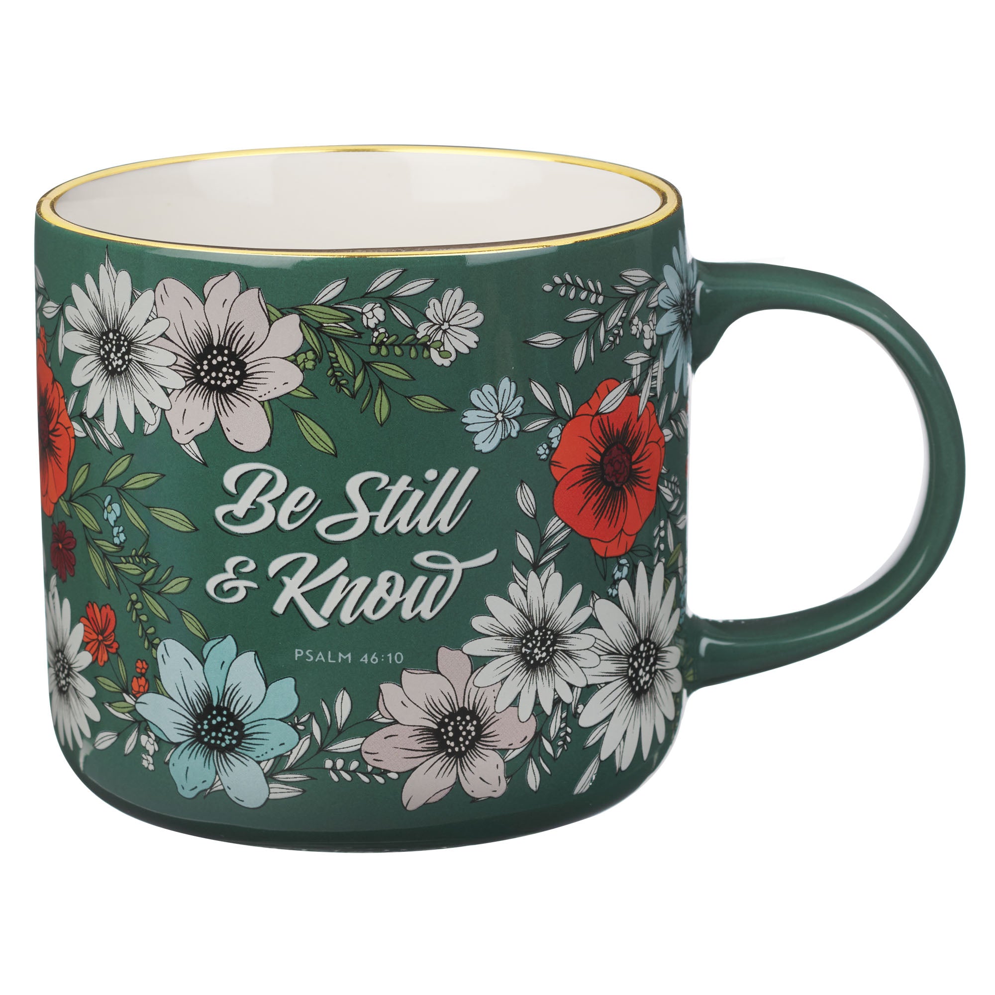 Ceramic Mug (414ml): Be Still & Know (Be Still Teal Botanical Collection)
