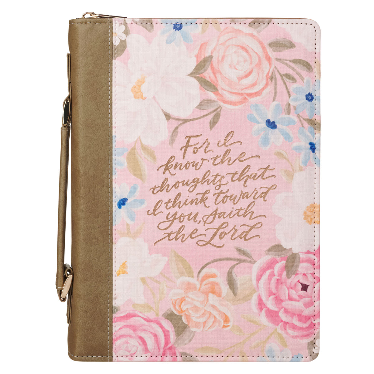 Bible Cover Large: Fashion Pink Floral For I Know The Thoughts Jer. 29:11