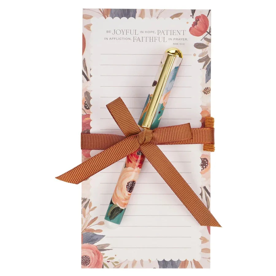 Magnetic Shopping List with Pen: Joyful, Patient, Faithful Rom. 12:12