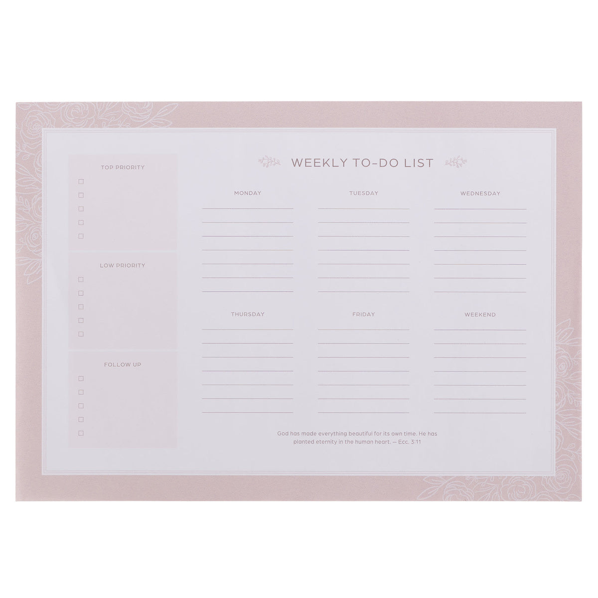 Undated Weekly To-Do List Tear-off: Everything Beautiful Ecc. 3:11