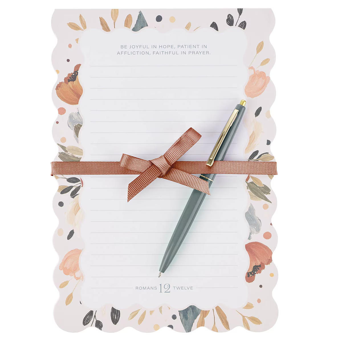 Tear-off Notepad with Pen:  Joyful, Patient, Faithful Rom. 12:12